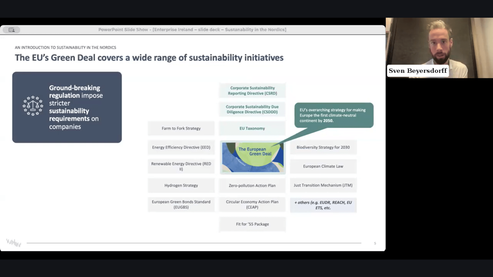 Screenshot from the Nordics Sustainability Landscape Webinar